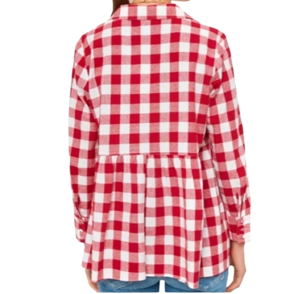 Pomander Place Red and White Gingham Checkered Button Down Top Size XL - Picture 2 of 7